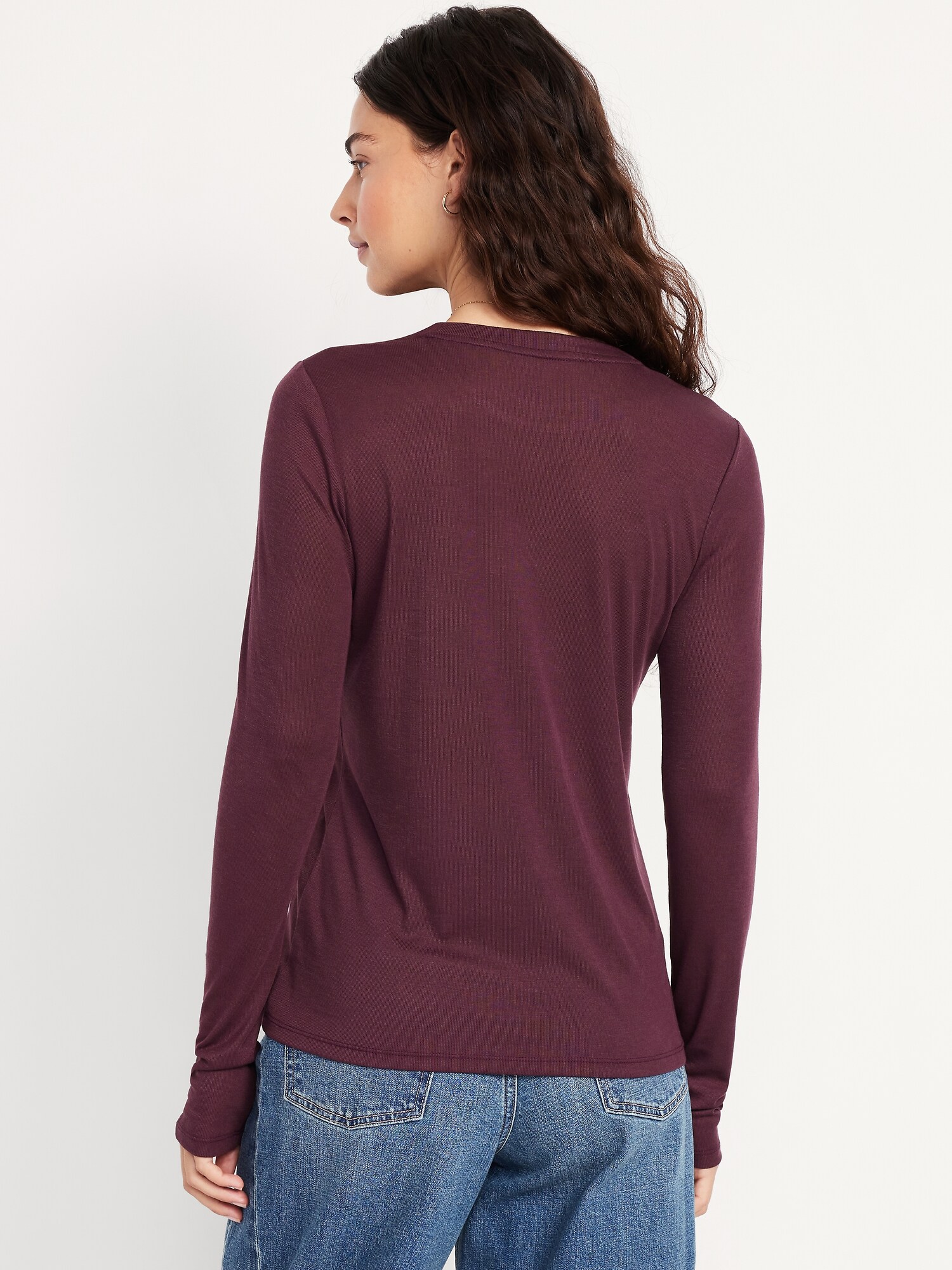 Женская футболка Old Navy Flutterweight Long-Sleeve T-Shirt, цвет: Тёмный сепия — фото 2