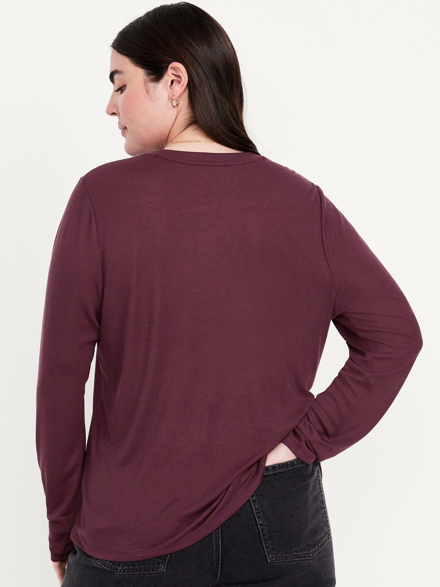 Женская футболка Old Navy Flutterweight Long-Sleeve T-Shirt, цвет: Тёмный сепия — фото 4