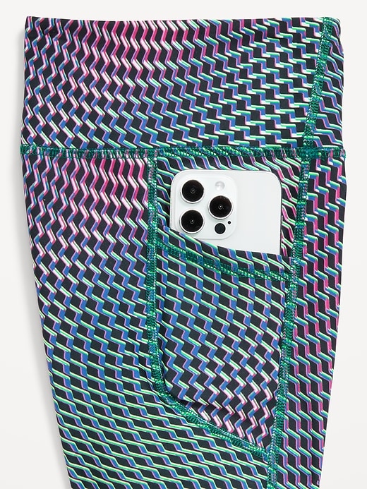Image number 6 showing, High-Waisted PowerSoft 7/8-Length Side-Pocket Leggings for Girls