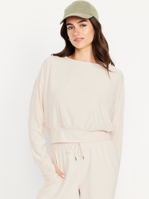 CloudMotion Boat-Neck Top - Howlite