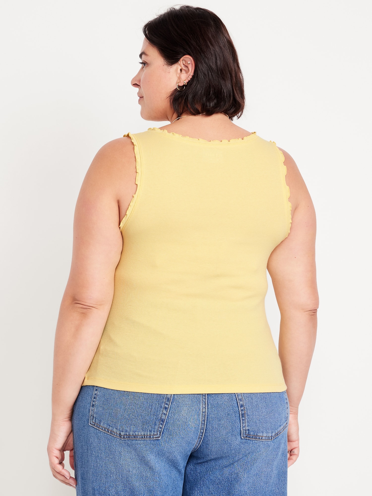 NKNIT rib mini tank top(navy、yellow) One Love Rib Tank