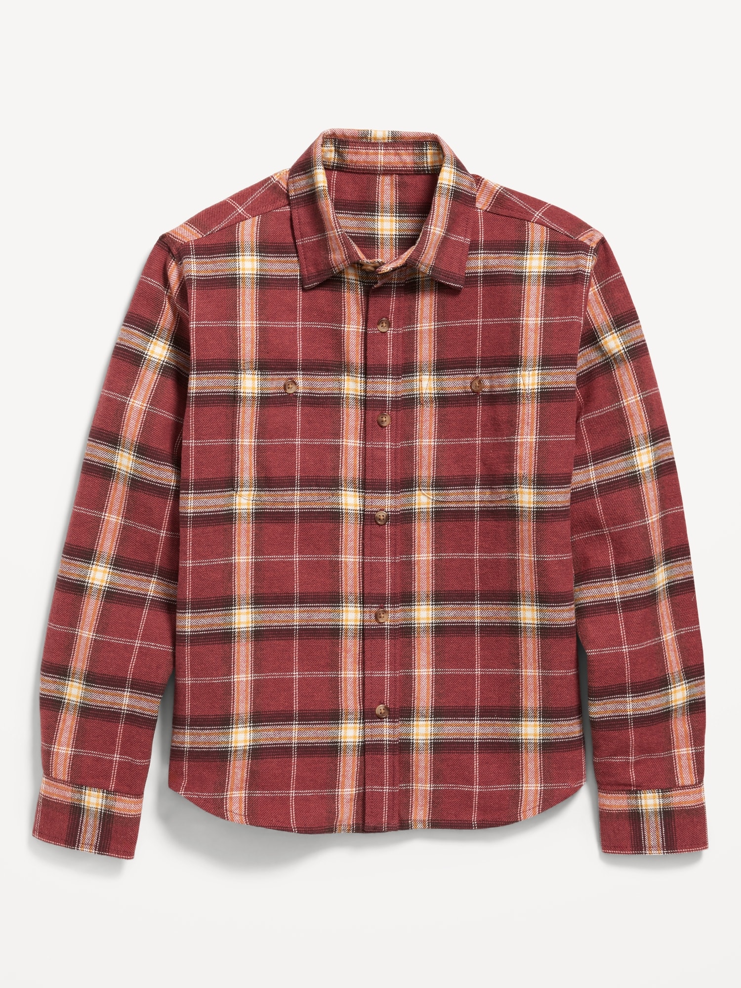 Long-Sleeve Pocket Plaid Flannel Shirt for Boys