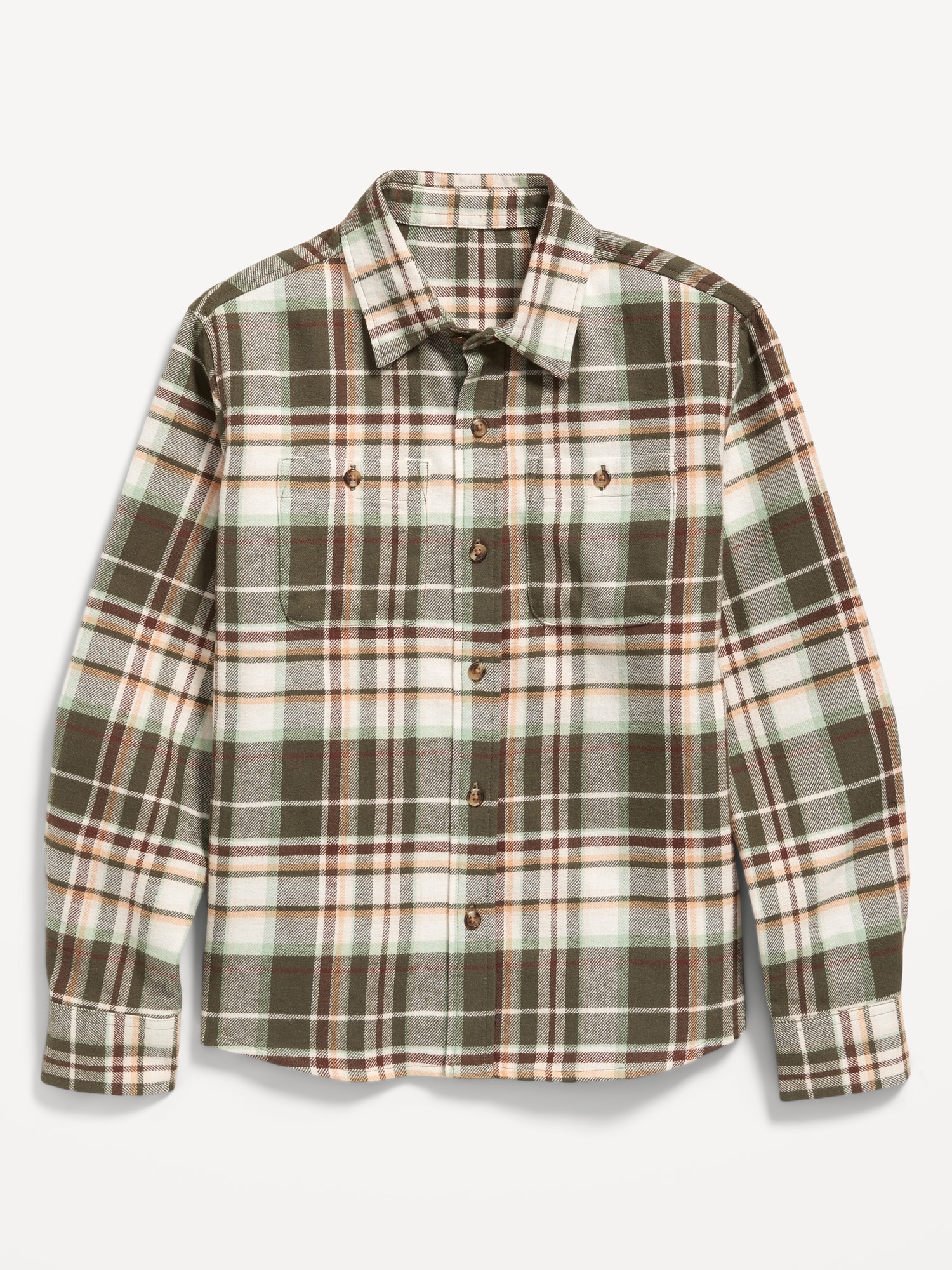 Long-Sleeve Pocket Plaid Flannel Shirt for Boys
