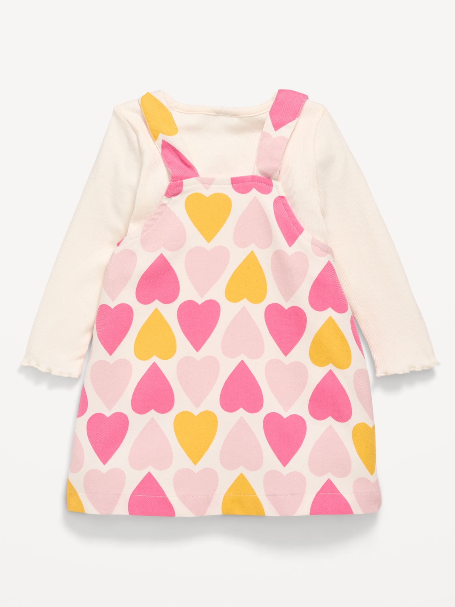 Long-Sleeve Ribbed T-Shirt and Twill Dress Set for Baby