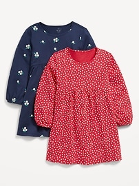 Image number 1 showing, Long-Sleeve Fit and Flare Dress 2-Pack for Toddler Girls