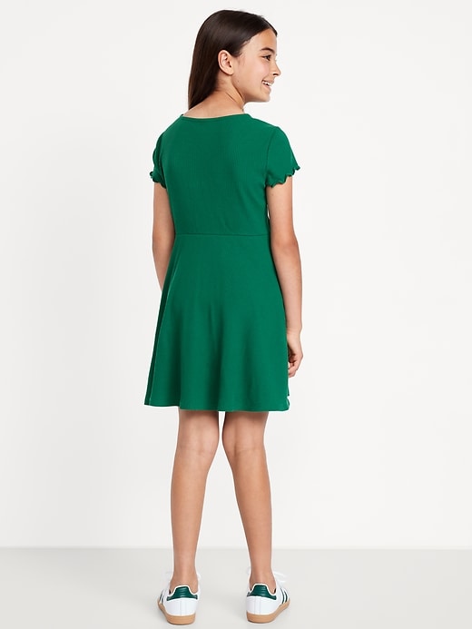 Image number 2 showing, Short-Sleeve Ribbed Fit and Flare Dress for Girls