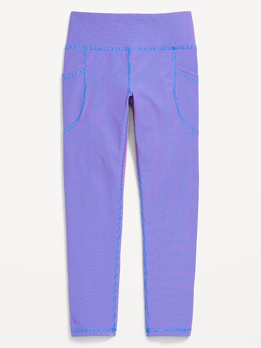 Image number 5 showing, High-Waisted PowerSoft Ribbed Performance 7/8 Leggings for Girls