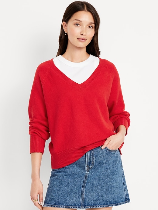 Image number 1 showing, SoSoft Loose V-Neck Sweater
