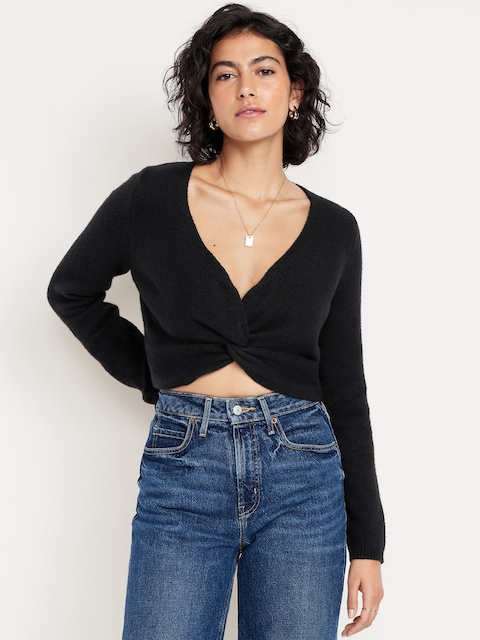 SoSoft Twist-Front Sweater - Black Jack