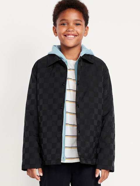 Button-Front Soccer Jacket for Boys - Blackjack