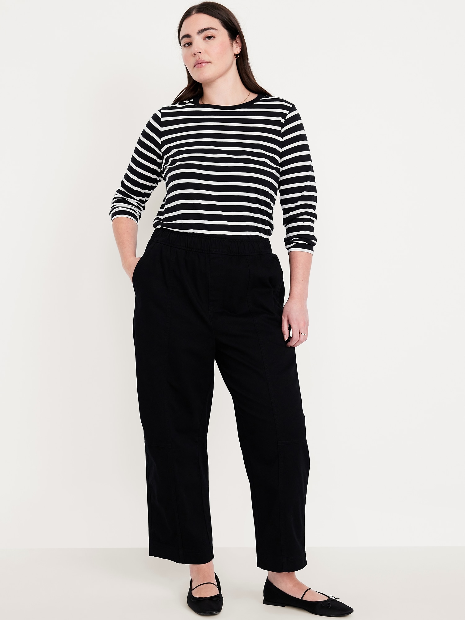 High-Waisted Barrel Ankle Pants