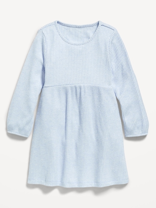 Image number 1 showing, Long-Sleeve Shiny Ribbed Dress for Toddler Girls