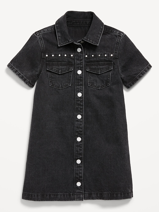 Image number 3 showing, Studded Pocket Jean Shirt Dress for Girls