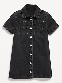 Image number 3 showing, Studded Pocket Jean Shirt Dress for Girls