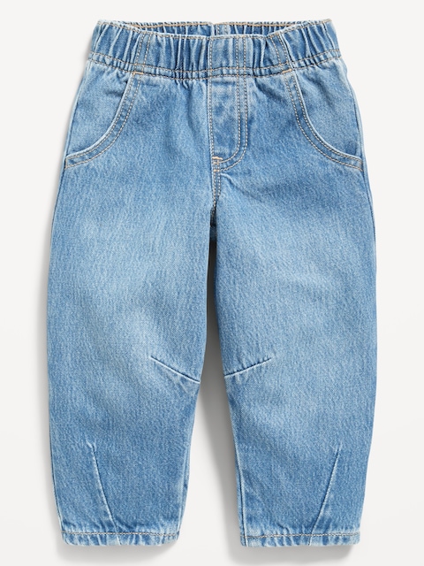 Pull-On Baggy Barrel-Leg Jeans for Toddler Girls - Light Wash