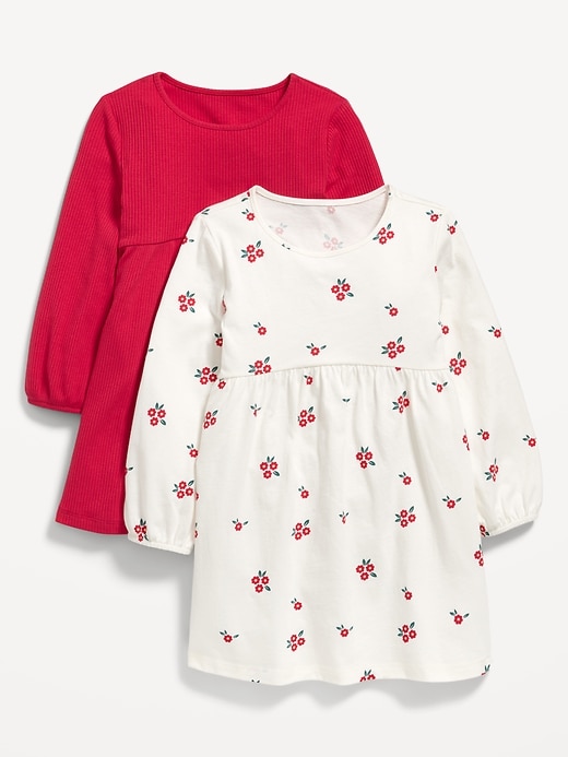 Image number 1 showing, Long-Sleeve Fit and Flare Dress 2-Pack for Toddler Girls