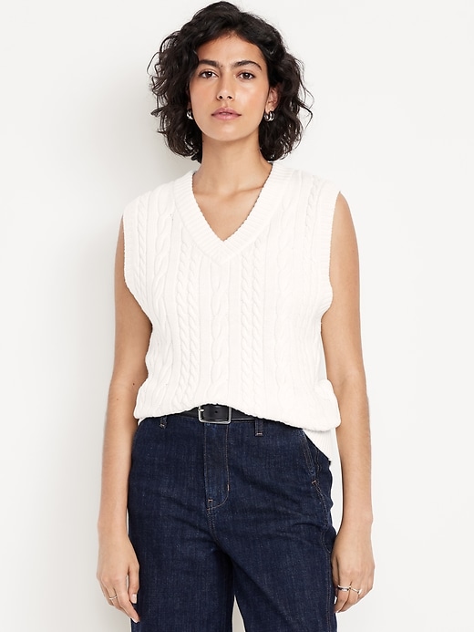 Image number 1 showing, Wool-Blend Cable-Knit Vest