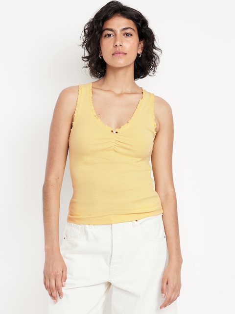 Cinched Rib-Knit Tank Top - Prince Buttercup