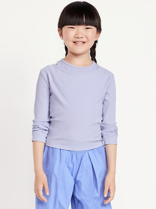 Image number 1 showing, 2-In-1 Ribbed Performance Top for Girls
