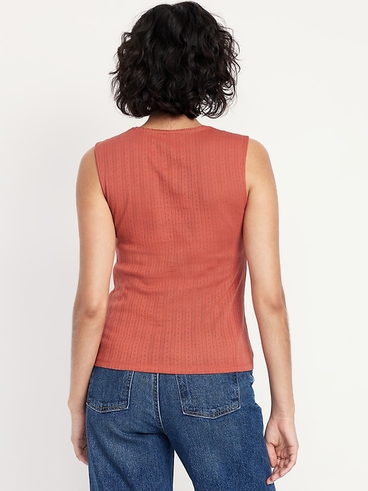 Image number 2 showing, Trapeze-Neck Pointelle Top