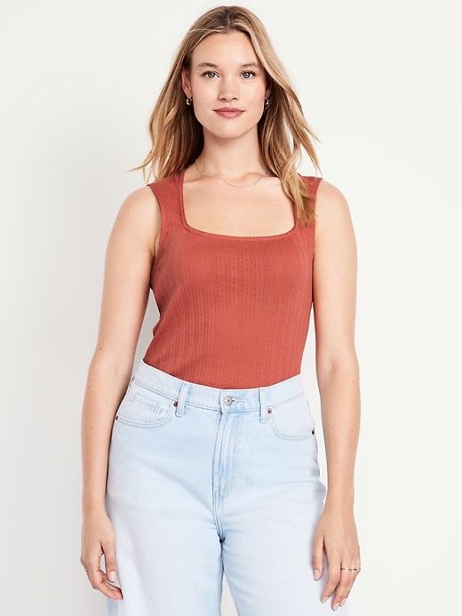 Image number 3 showing, Trapeze-Neck Pointelle Top
