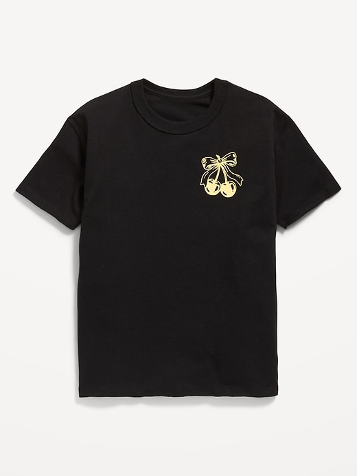 Image number 1 showing, Oversized Short-Sleeve Logo-Graphic Raw-Edge T-Shirt for Girls