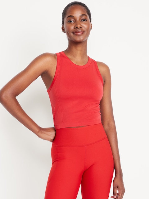 Fluid Seamless Fitted Crop Tank Top - Sanguine