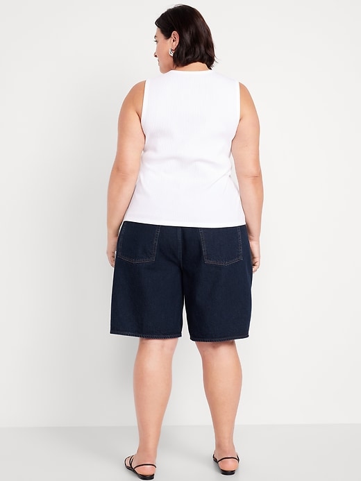 Image number 7 showing, Mid-Rise Baggy Jean Bermuda Shorts -- 9-inch inseam