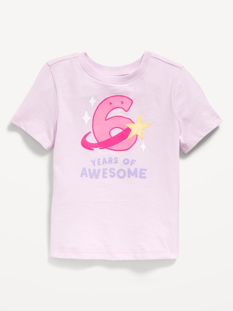 Birthday Graphic T-Shirt for Toddler Girls - Purple 2
