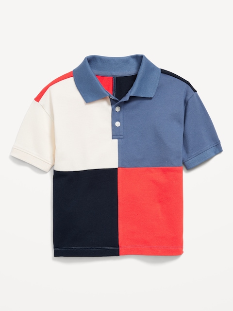 Oversized Color-Block Polo Shirt for Toddler Boys - Cowboy Blue