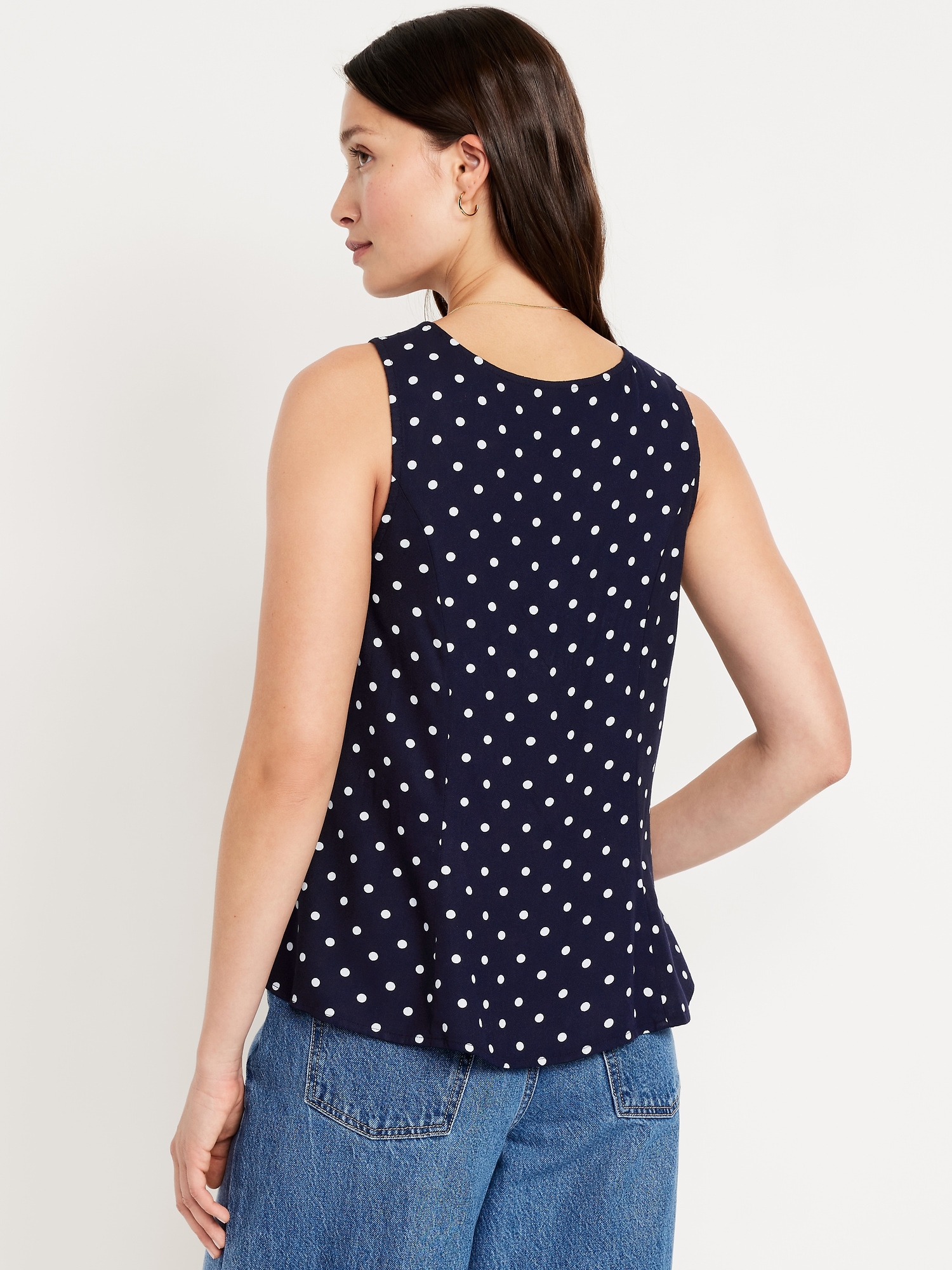 Button-Down Crepe Swing Top
