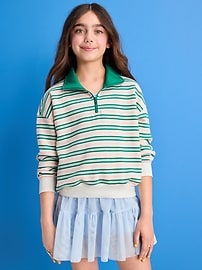 Image number 1 showing, Oversized Quarter-Zip Sweatshirt for Girls