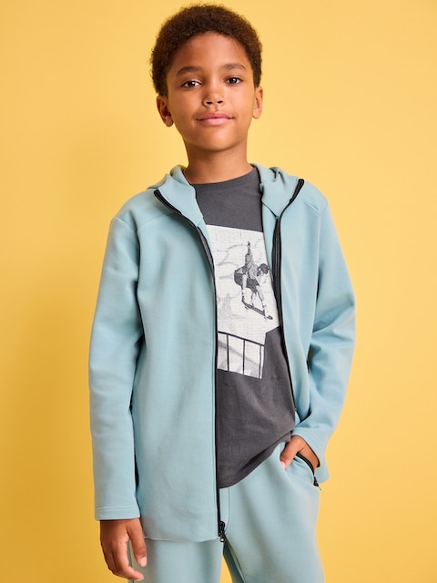Dynamic Fleece Zip-Front Hoodie for Boys - Foggy Dew