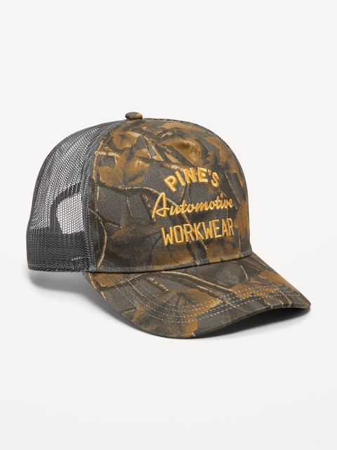 Graphic Trucker Cap for Men - Pine'S Automotive Workwear (Camo)