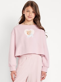 Boat-Neck Graphic Sweatshirt for Girls