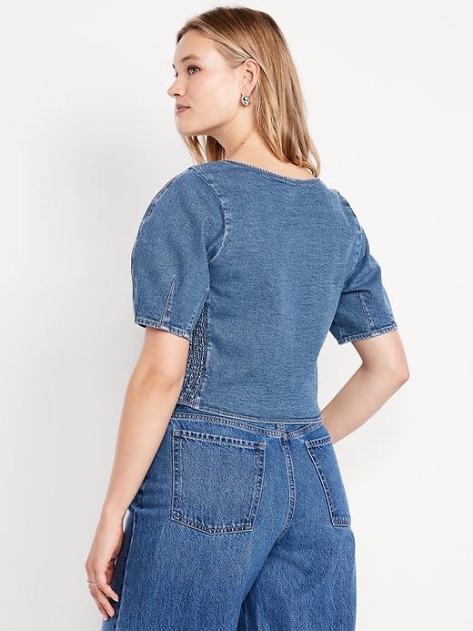 Image number 6 showing, Square-Neck Denim Cropped Top