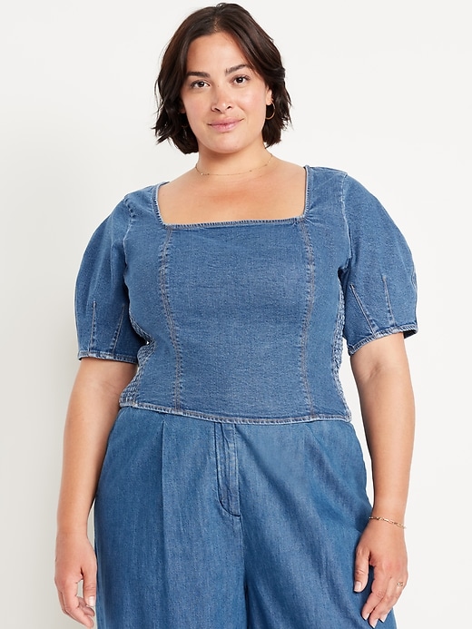 Image number 7 showing, Square-Neck Denim Cropped Top
