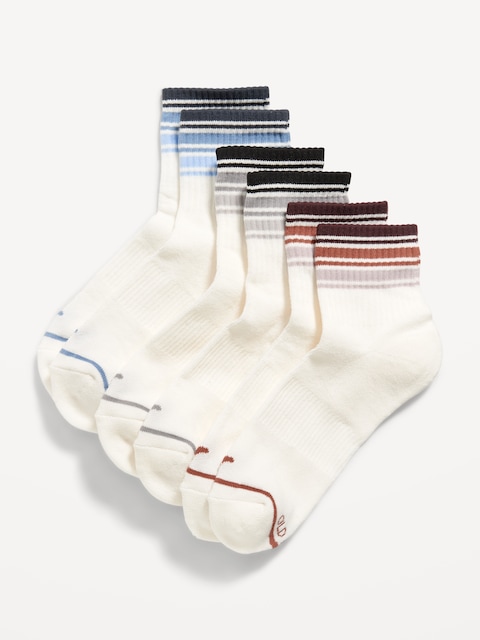 Athletic Quarter Crew Sock 3-Pack for Women - Multi Stripe