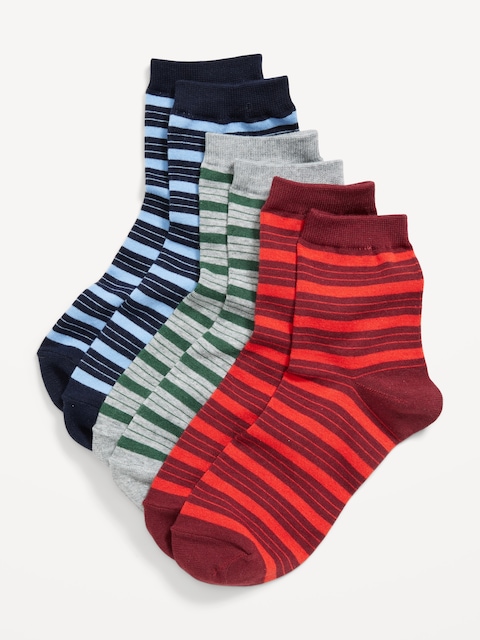 Novelty Quarter Crew Socks 3-Pack for Women - Preppy