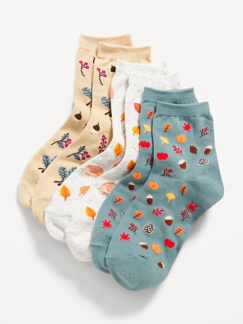 Novelty Quarter Crew Socks 3-Pack for Women - Hedgehog