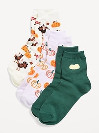 Image number 1 showing, Novelty Quarter Crew Socks 3-Pack for Women