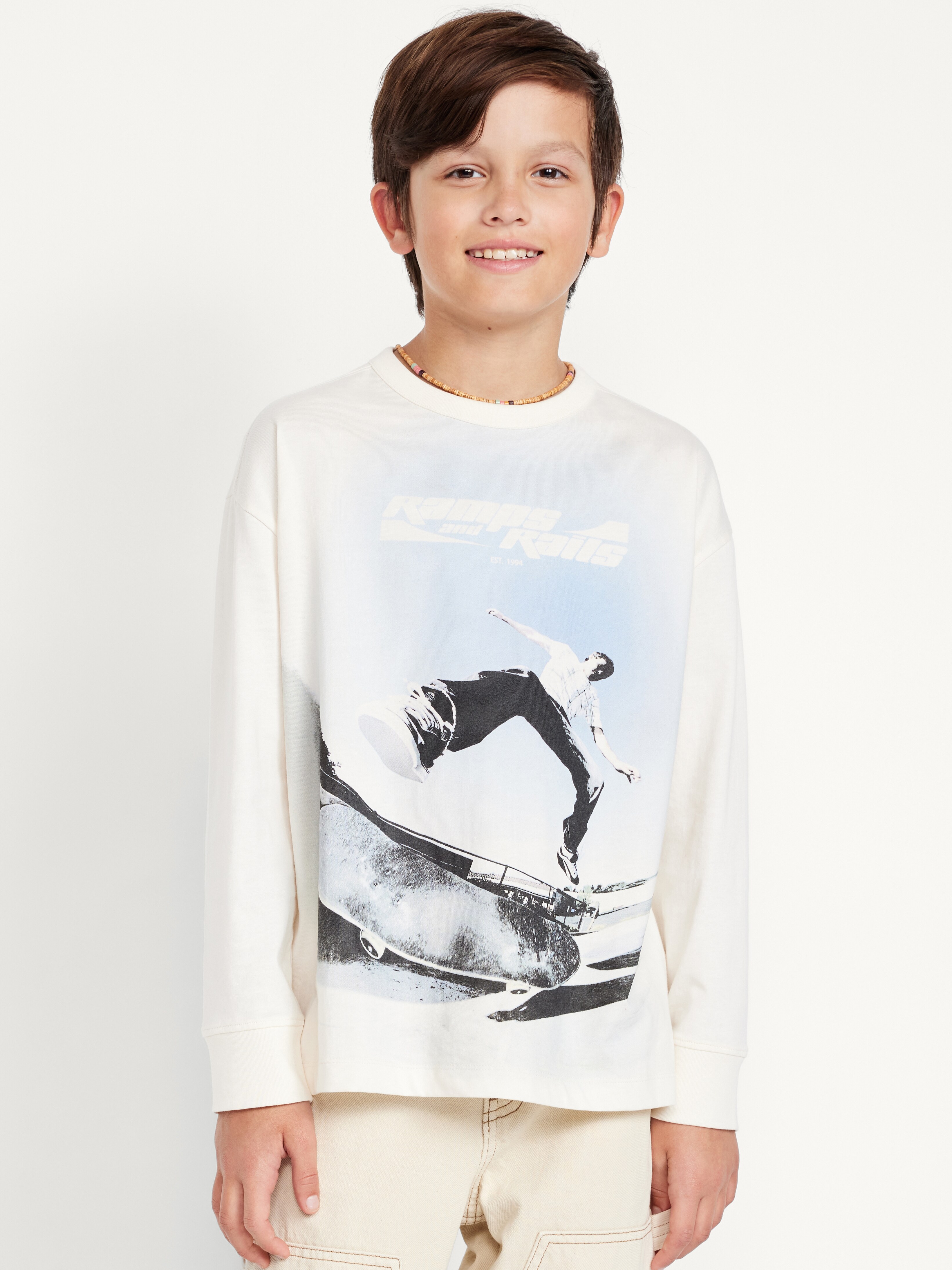 Oversized Long-Sleeve Graphic T-Shirt for Boys