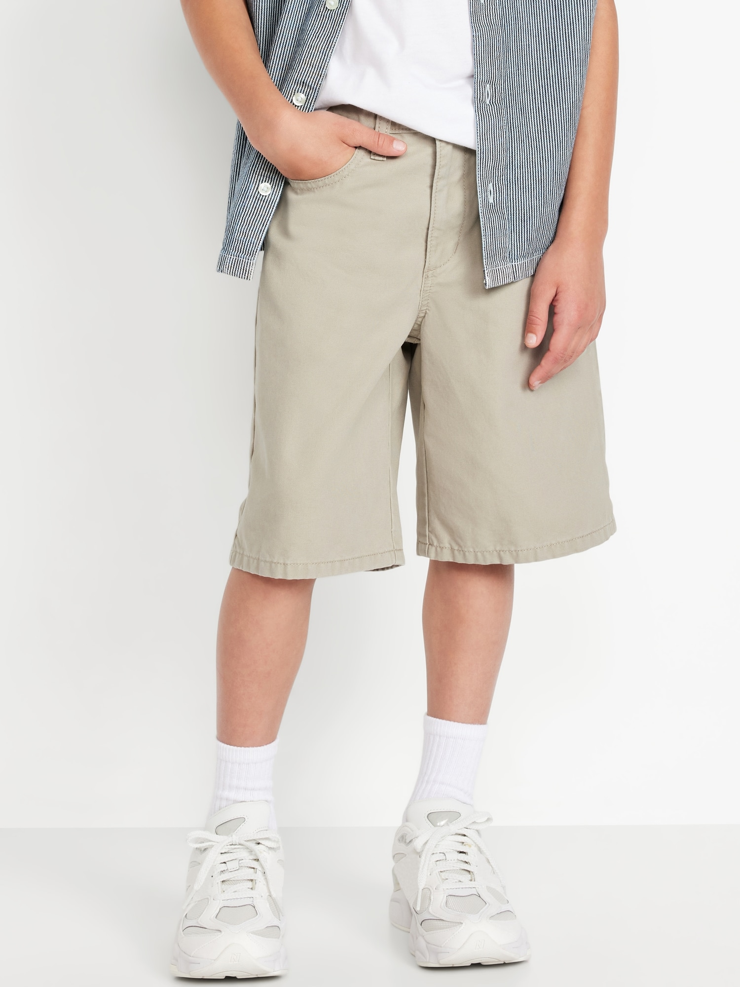 Below Knee Baggy Canvas Shorts for Boys