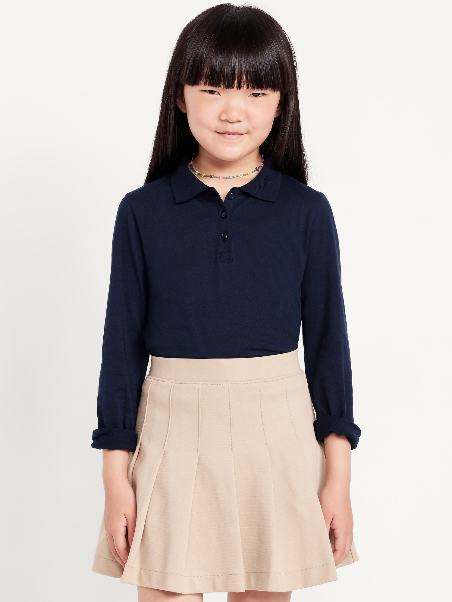 School Uniform Jersey-Knit Polo Shirt for Girls