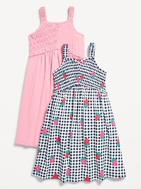Image number 1 showing, 2-Pack Fit & Flare Sleeveless Smocked Dress for Girls