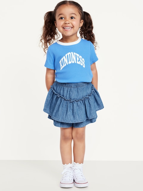 High-Waisted Jean Skort for Toddler Girls - Medium Wash