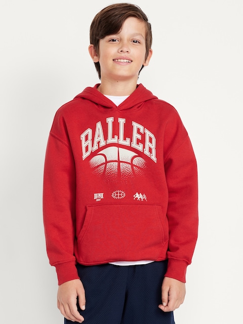 Favorite Fleece Oversized Graphic Fleece Pullover Hoodie for Boys - Sanguine