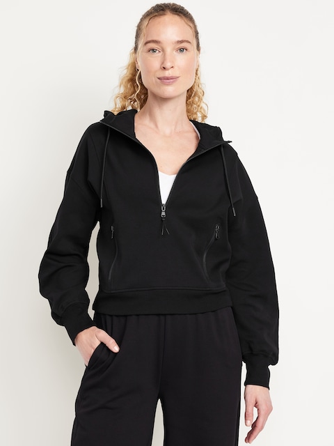 Dynamic Fleece Half-Zip Hoodie Sweatshirt - Black Jack