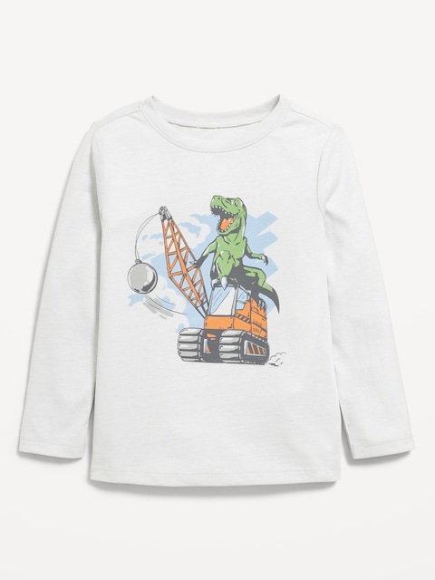 Long-Sleeve Unisex Graphic T-Shirt for Toddler - Light Heather Gray