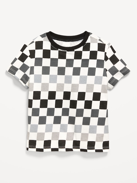 Unisex Short-Sleeve T-Shirt for Toddler - Black Check